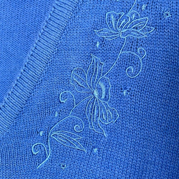 Vintage Royal Blue Knit Cardigan by TRADITION NWT floral embroidery - Picture 4 of 16